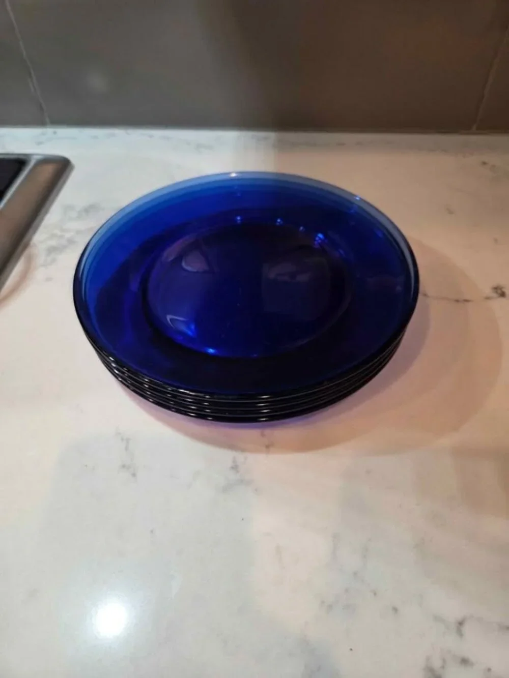 Cobalt blue glass salad plates 4 total